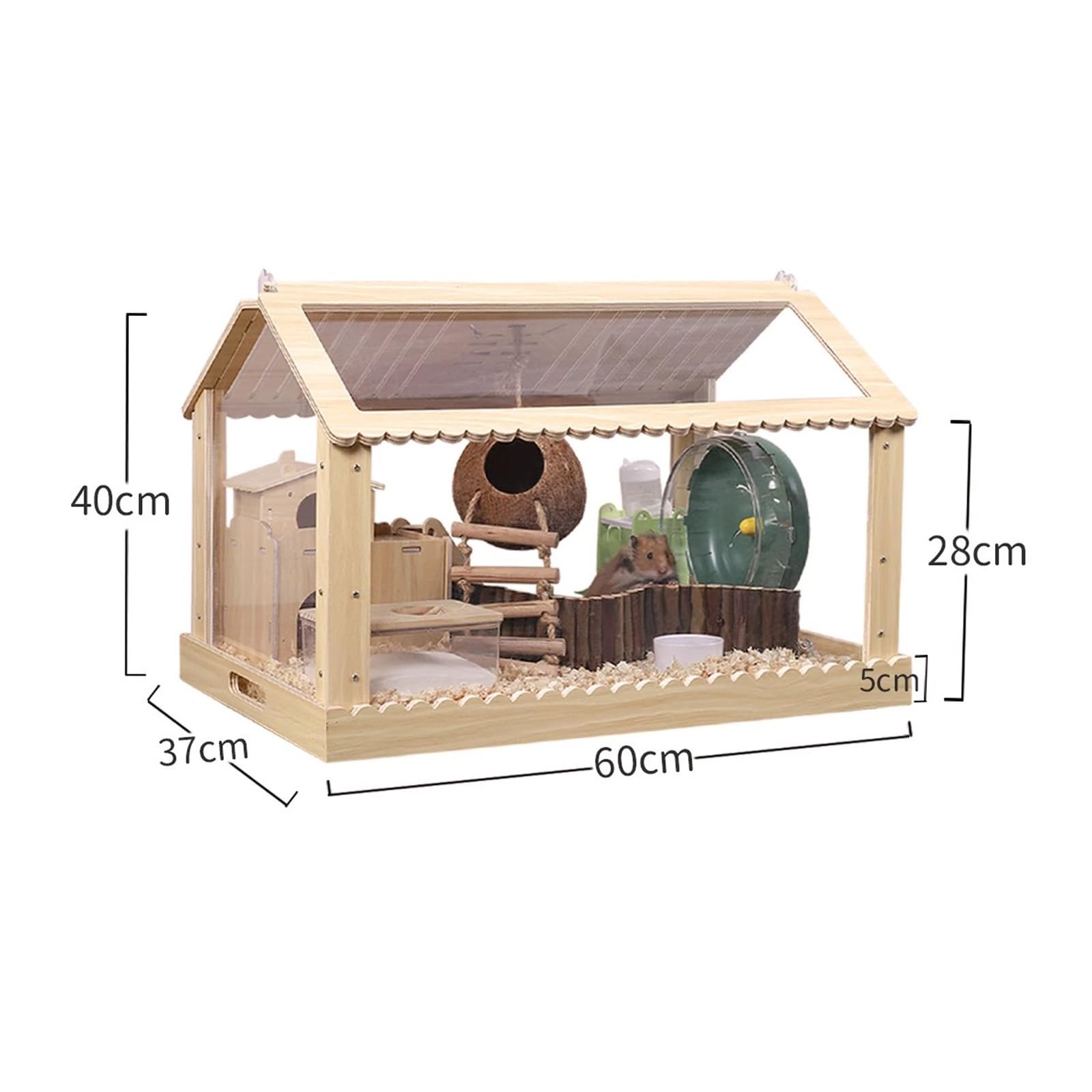 Amazon.co.jp: ハムスターハウス 木製 アクリル製、60 x 37 x 40 cm